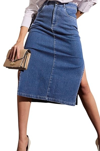 Women Denim Midi Skirt