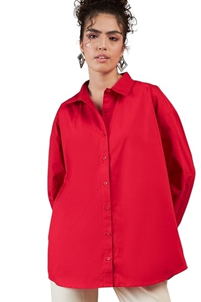 Women Poplin Oversized Shirt
